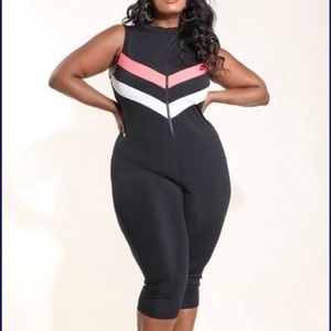 Sporty Black Sleeveless Jumpsuit Plus